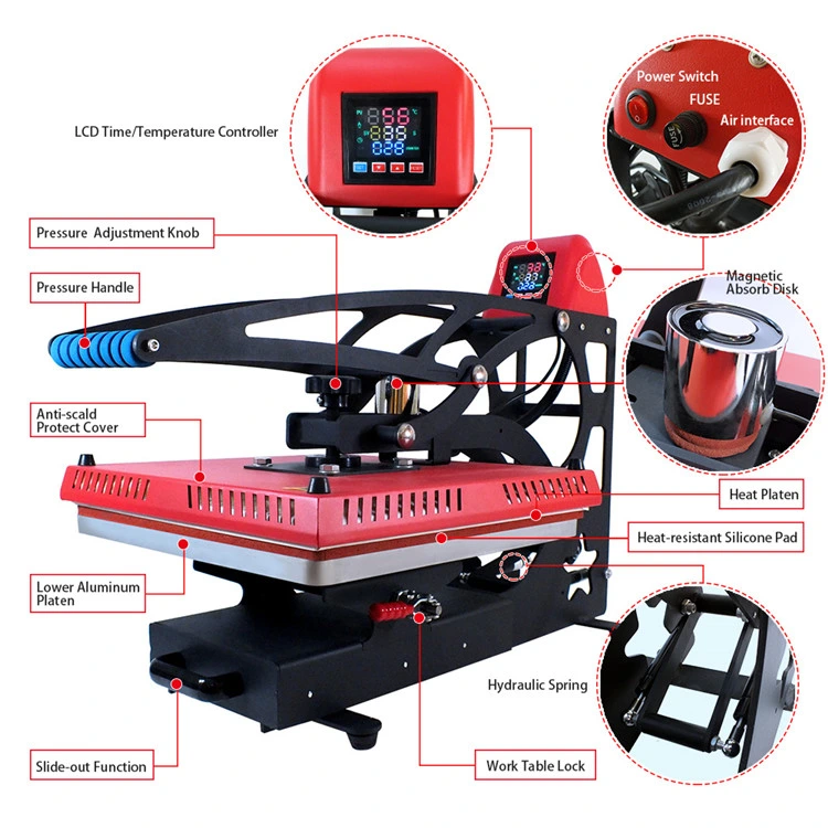 Auto-Open Magnetic Heat Press with Drawer 38X38cm T-Shirt Printing Sublimation Transfer Machine